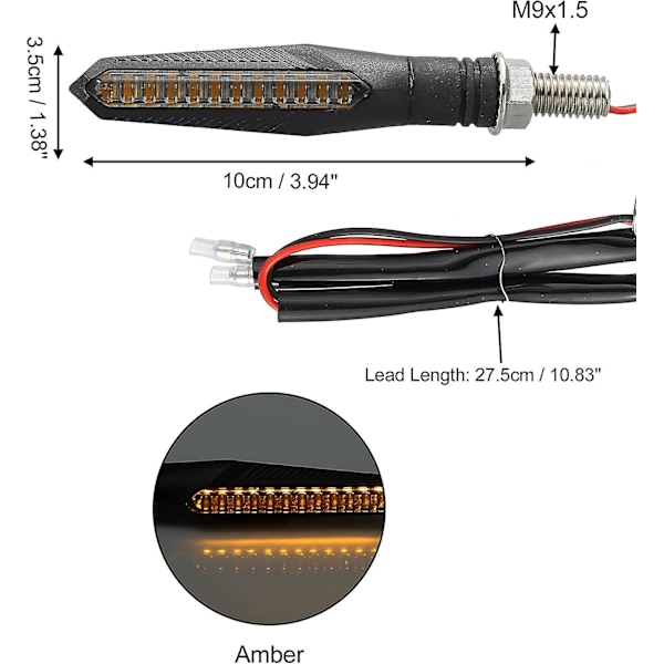 Motorcykel Flydende Blinklys Amber Lys 12v Ledblack2pcs