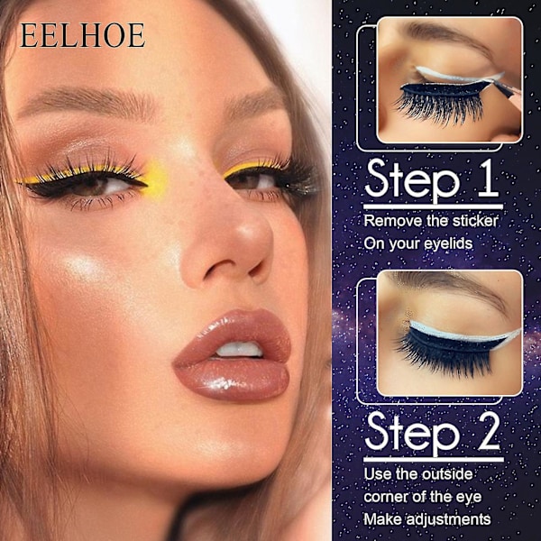 Eelhoe Eyelashes Eyeliner Selvhæftende Falske Øjenvipper Bløde Naturlige Krøllede Tykke Falske Øjenvipper Eyeliner