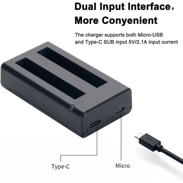 Akkulaturi Dual USB Pikalaturi Kameran lisävarusteet Latausasema (musta) (1 kpl)