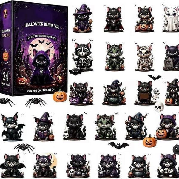 Daglige uhyggelige overraskelser: Halloween Kat Blind Box 24-dages samling