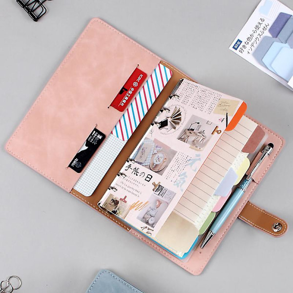 A6 PU Læder Notesbog Binder Genopfyldningsbar A6 Indre Fyldpapirer  Cover med Magnetisk Spænde Lukning