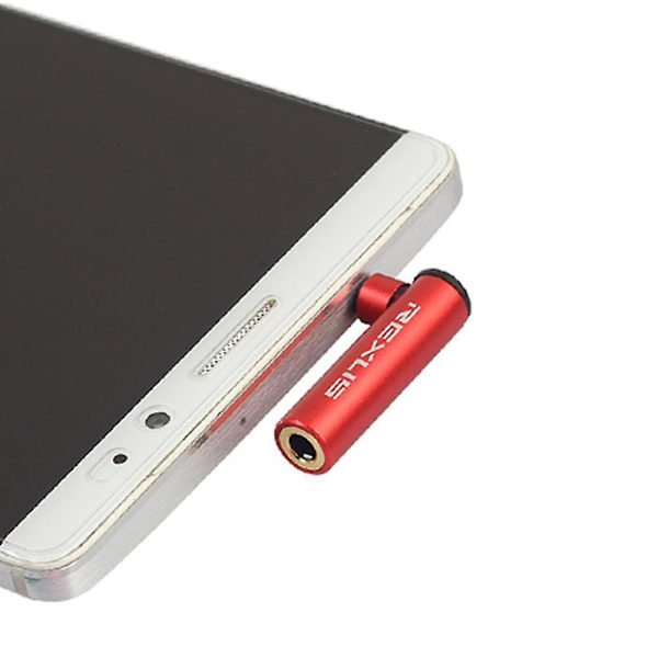 Rexlis 90 graders vinklet 3,5 mm han til hun lydkonverteradapter-stik L-type stereohovedtelefonmikrofon-stik