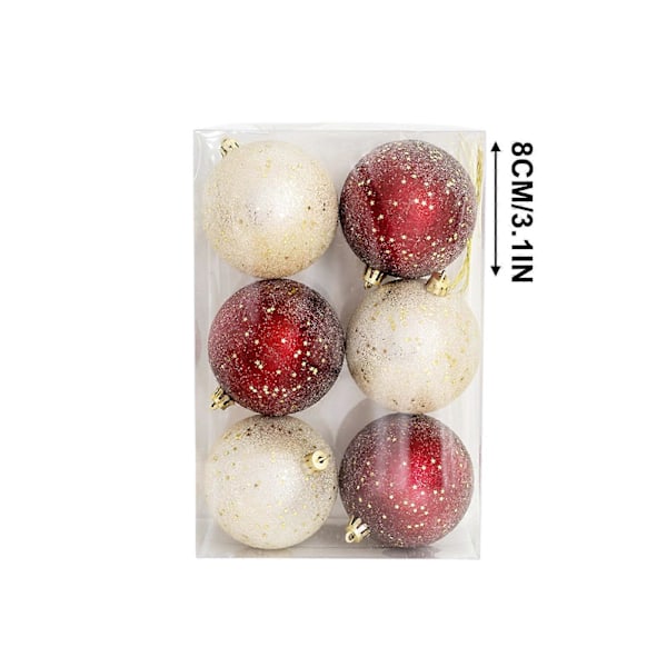 Julpynt Juldekorationer Plastjulgransprydnader Hängande Prydnader Julgransdekoration Rekvisita Glaspärlor 8cm 6st