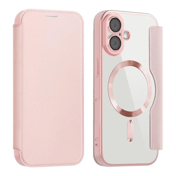 iPhone 17 läderfodral med MagSafe och RFID stöldskydd pink