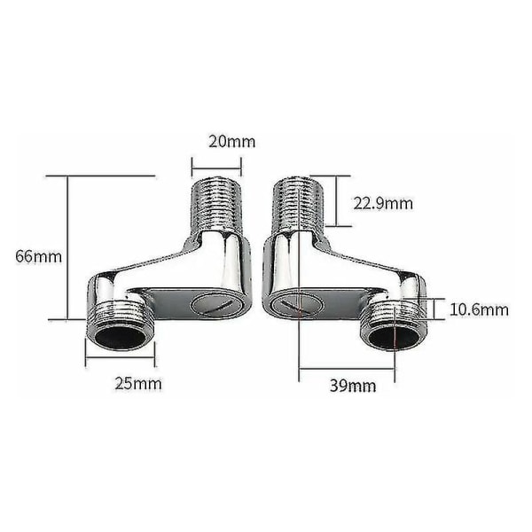 2-pakks badekarbatteriadapter, justerbar svingarm, 25mm, 20mm, dusjbatteri, baderomsbatteri, solid messing blandebatteri, starlight