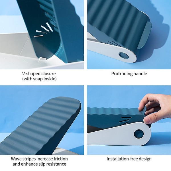 Skospor Justerbar Plasssparer Dobbeltlag Sko Oppbevaringsholder Stativ Organizerblårosa2stk