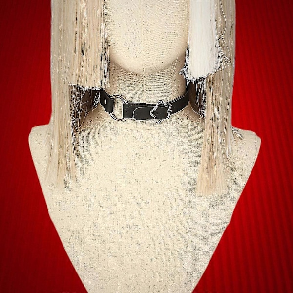 Sort stilful sød og cool ring hjerte spænde læder krave PU læder choker halskæde