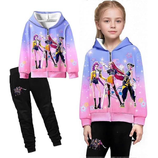KPOP Devil Hunter Hettegenser for Jenter, HUNTRX Zip-Up Genser, Nyhet, Alder 4-12 Jacket 110