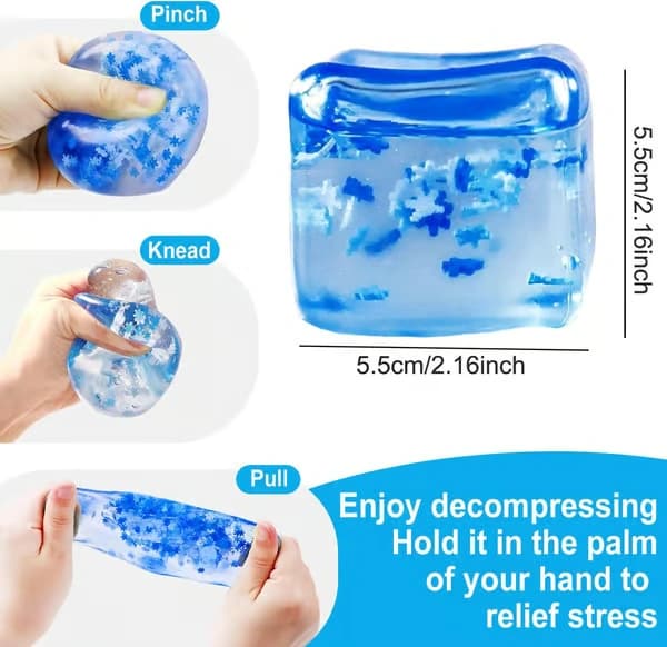 Fidgetleksak Nice Cube 1-pack, Squishy Ice Cube Stressboll Mjuk Klämleksak, Anti-Stress Sensorisk Leksak, Present för Barn & Vuxna, Stresslindring