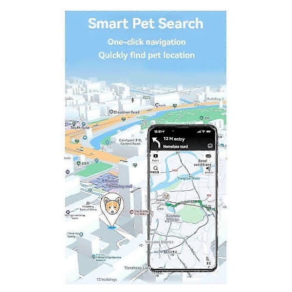Hundspårare Djurspårare - Hundspårningskrage Vattentät IP65 Fungerar med Alla Kragar (Android & IOS Universal) Hundversion