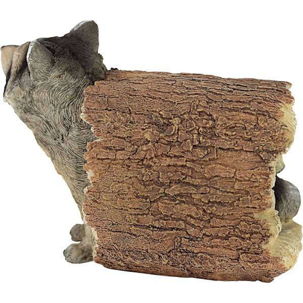 Vaskebjørn Bandit Hage Dyrestatue, 25,5 cm, harpiks, full farge