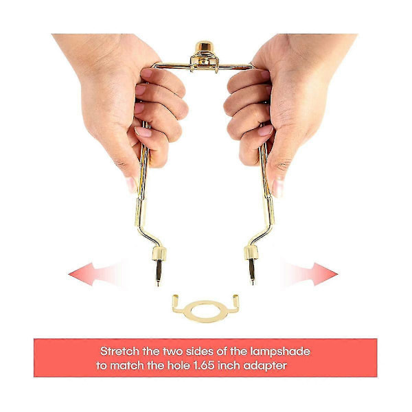 7-tums lampskärm harphållare justerbar lampharpsats E14, e26, e27 lampbasadapter guld hornram
