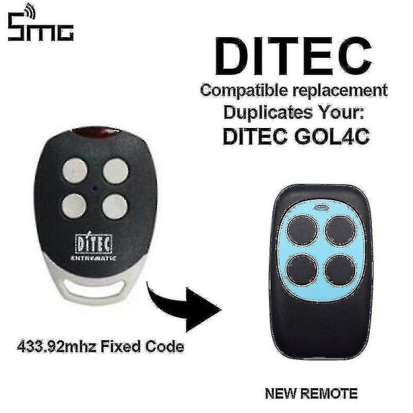 Ditec Gol4c 433,92 mhz fjärrkontroll kopiator - för Ditec garageportskontroller, grindkommando, barriärnyckel