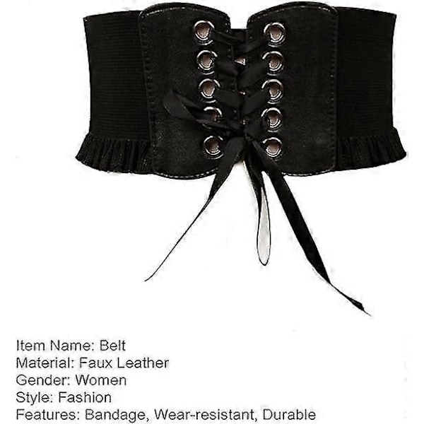 Brett Läderbälte med Rosett Midjebälte Brett Elastiskt Midjeband Femme