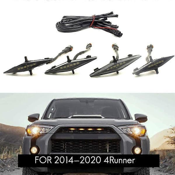 Grillampor med rökfärgade linser i bärnsten, 12V LED, 4 st, för 4Runner PRO 2014-2020