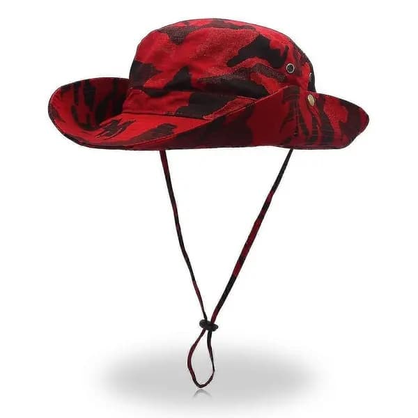Kamuflasje pustende Boonie-hatt med bred brem red