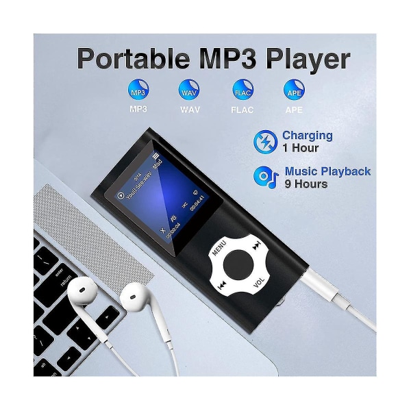 Mp3-spiller med Bluetooth 5.0, bærbar HiFi-musikkspiller / video / bildevisning / e-bokleser (b