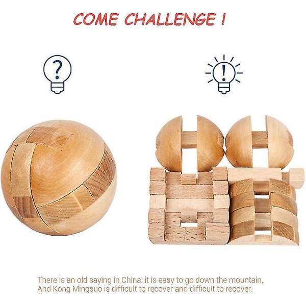 Wooden Puzzles: Puzzle Wooden Soccer Ball (puslespill Wood) Puzzle Toy, Wooden Puzzle Magical Ball Intelli