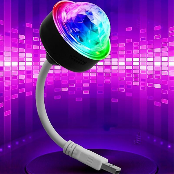 Bil Usb Ball Lights Dj Belysning Lyd Festlys Auto Rgb Multi Farge Bil Atmosfære Rom Dekorasjoner Lampe Strobe Lys