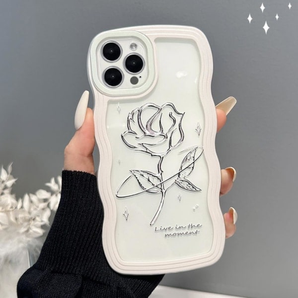 Läpinäkyvä kuori iPhone 16 Pro Max -puhelimelle, Söpö yksinkertainen aaltoileva kehys Slim Fit Iskunkestävä puhelimen suojus Läpikuultava Pehmeä Söpö suojaava T