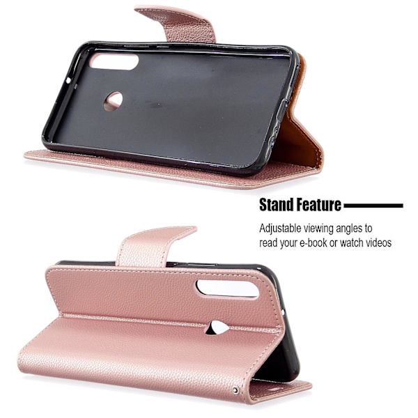 Litchi Skin Wallet Læder Telefon Etui med Rem til Huawei P40 lite E/Y7p/Honor 9C