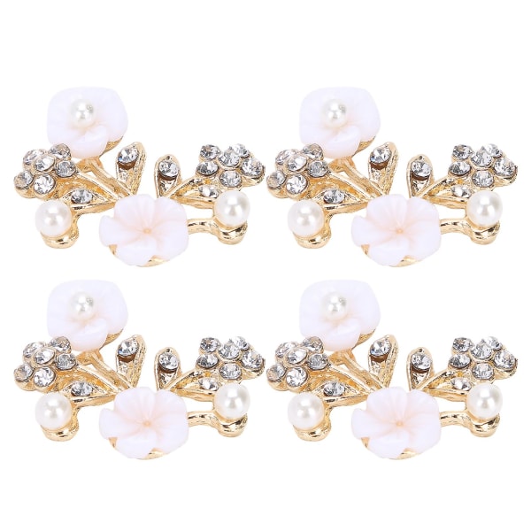 4 stk Hule Krystall Blomst Formet Spenne Klær Vesker Sko Spenne Dekorasjon Tilbehør 3.5x2.2cm Nr. 2 Perle Blomst Gren Formet Spenne
