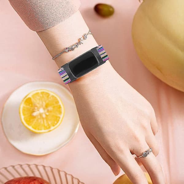 3-pak Elastiske Nylonremme til Fitbit Charge 5 - Justerbare, Åndbare Remme i Stoff