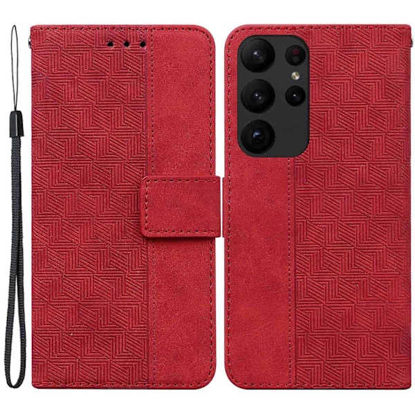 För Samsung Galaxy S23 Ultra Magnetiskt Stängning Fodral Handväska Stativ Plånbok Flip Telefonfodral med Rem