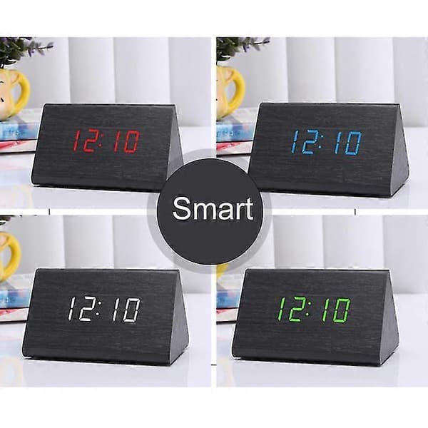 Digitalt tre-USB LED nattlys vekkerklokke termometer display ur