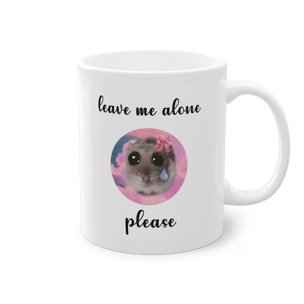 Funny sad hamster mug