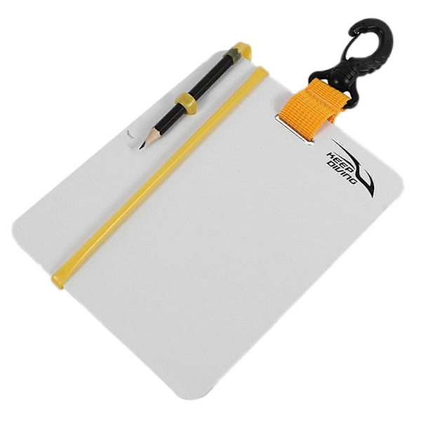 Underwater Writing Diving Wordpad Gear Board med Swivel Clip och Penna för Dykning Simning Gul