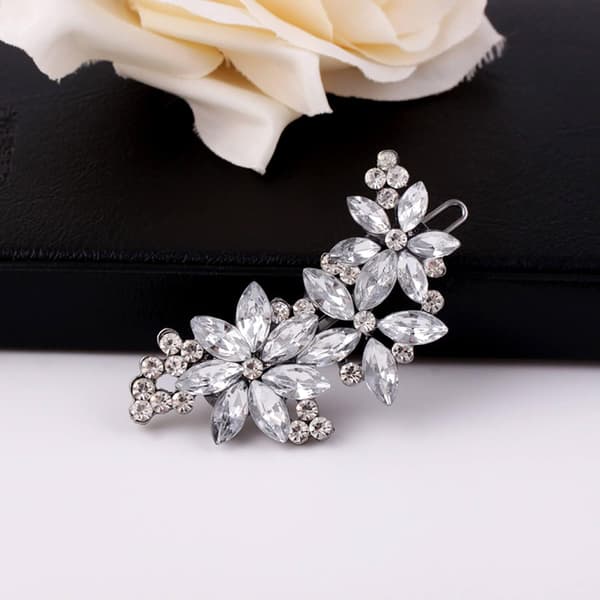 Kristallblomma Brudhårklämmor (2-pack) Rhinestone Bröllop Brudhårklämmor