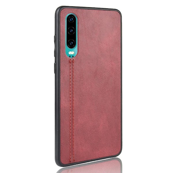 For Huawei P30 PU Lærbelagt PC + TPU Combo Mobiltelefondeksel