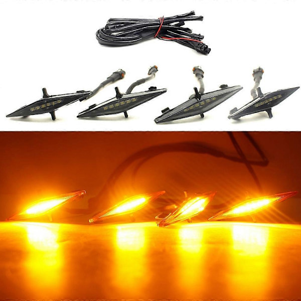 Til 4Runner PRO 2014-2020 12V Røgfarvet Linse Amber LED Grill Lys 4 stk.