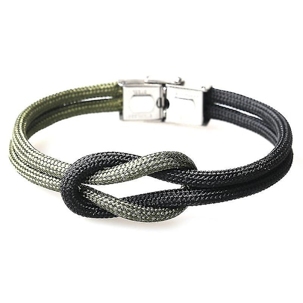 Høy kvalitet menn kvinner nylon tau infinity knute armbånd fold over cl