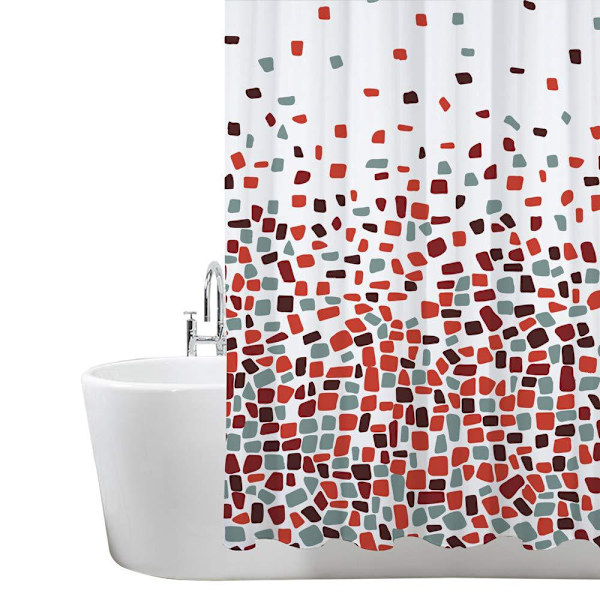 Badeværelsesbrusforhæng - skimmelresistent - Mosaik rød, 180 x 180 cm (71 x 71 tommer) | Vandafvisende stof | 100% polyester