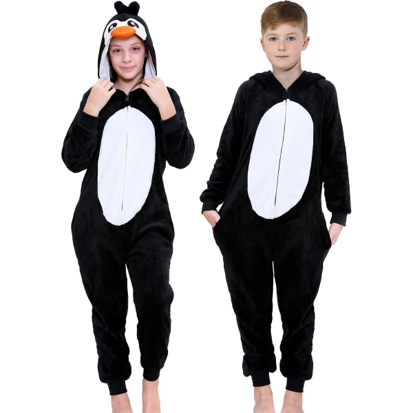 Unisex Super blød fleece pingvin Onesie til børn