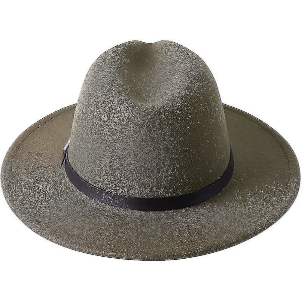 Dame Retro Wide Rim Floppy Panama Hat Beltespenne Ull Fedora Hat