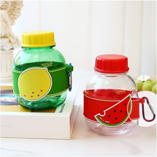350 ml bærbar tegneserievannflaskekopp høytemperatur plast vannkopp frukt Handy kopp Utendørssport Sommer Søt koppgrønn1stk