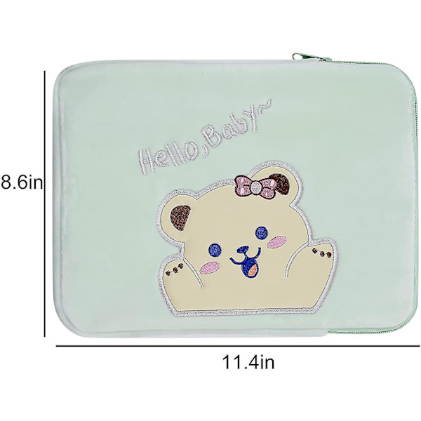 Plush Sød Bjørn Laptop Sleeve Taske Ipad Beskyttende Etui (1 Styk, Lysegrøn)