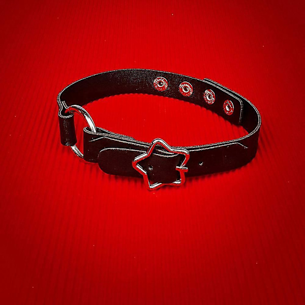 Sort stilful sød og cool ring hjerte spænde læder krave PU læder choker halskæde