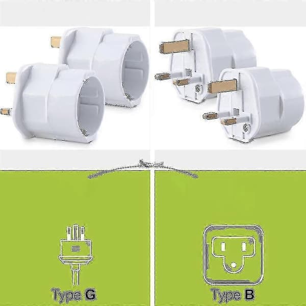 2x Rejseadapter Stik Til England - Rejsestik Strømadapter Eu Til Uk Stik - Rejsestik