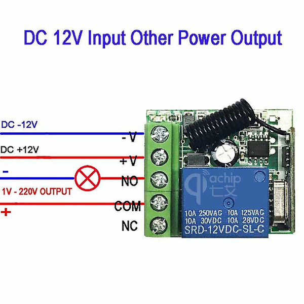 Aubess DC 12V Enkelsidig relämodul RF trådlös strömbrytar mottagare + fjärrkontroll sändare DIY-kit fjärrkontroll