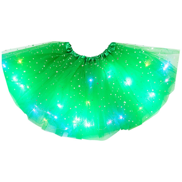 Dam LED-lampor 3 lager av stjärnor Mesh Puffy kjol Ballerina kjolar
