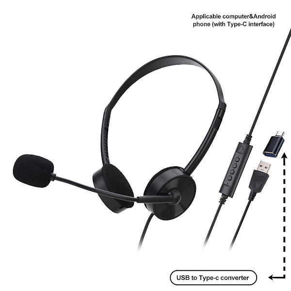 2023 Hot Wired Usb Headset With Noise Cancelling Microphone Pc Headphone Mute