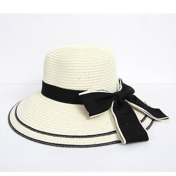 Kvinner Sommer Stor stråhatt Sun Floppy Wide Hats New Bowknot Folding Beach Cap