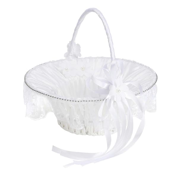 Unika Bröllopsblomsterkorgar, Elegant Bröllopsdekor Med Spetsbröllopstillbehör För Minnesvärd Bröllopsceremonifest, Blomsterflickakorg (25*27cm)