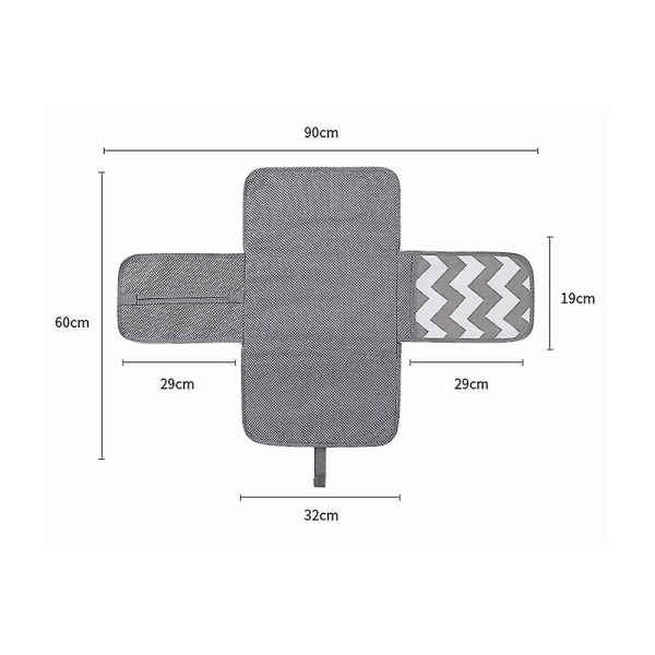 3 i 1 Vandafvisende Skiftemåtte Ble Folding Rejse Skiftende Bord Grå 1 stk