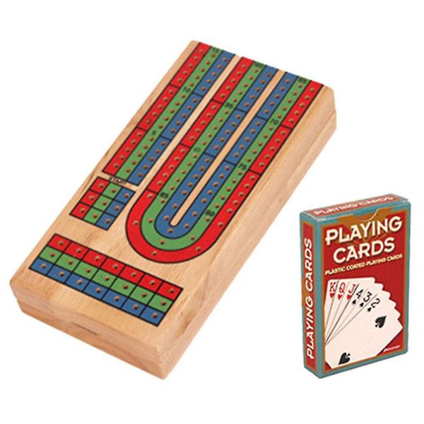 1 Set Cribbage-lautapöytäpeli Massiivipuinen juhlalautapeli Lauta Cribbage Cards Board