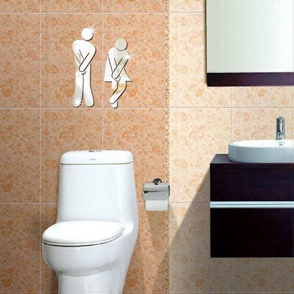 WC-tarra! Ristikkäiset jalat - hauska kylpyhuoneen wc-tarra, ovien tarvike, symboli, merkki, 5'' peilisetti kotiin, toimistoon ja työpaikalle (2 sarjaa - valkoinen)